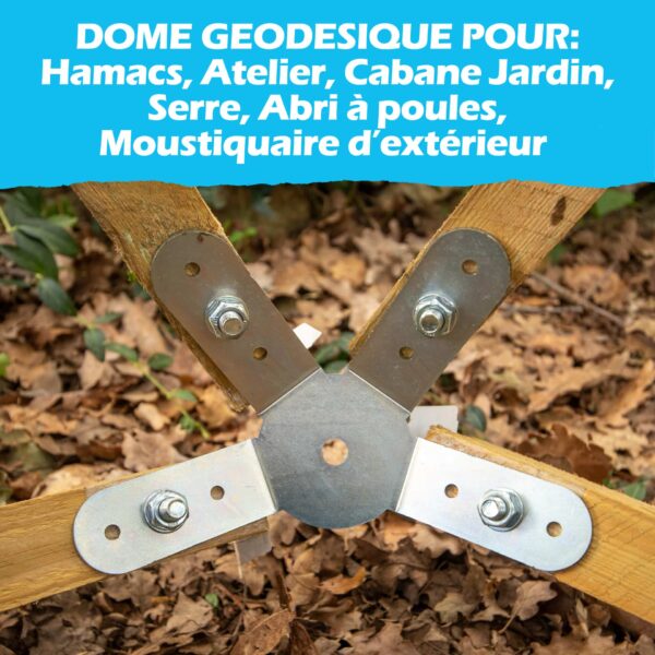 DOMESTAR 1V Dome géodésique: Kit de 11 connecteurs de montage métal acier galvanisé pour dome 1V – Image 5