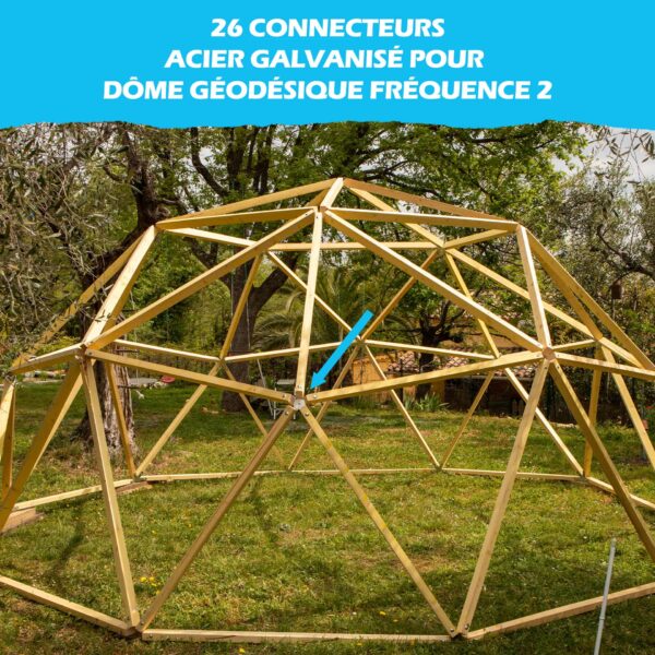 DOMESTAR F2 ACIER INOXYDABLE Connecteurs Dôme géodésique 2V: Kit de 26 connecteurs de Montage métal Acier Inoxydable A2 / SS304pour dôme fréquence 2 – Image 2