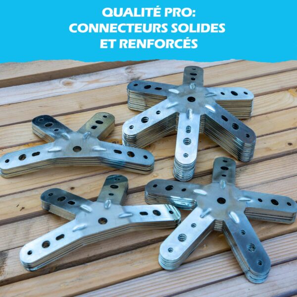DOMESTAR F2 ACIER INOXYDABLE Connecteurs Dôme géodésique 2V: Kit de 26 connecteurs de Montage métal Acier Inoxydable A2 / SS304pour dôme fréquence 2 – Image 7
