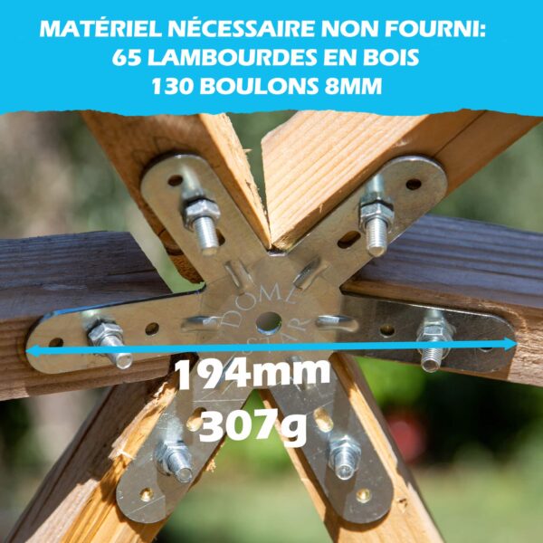 DOMESTAR F2 ACIER INOXYDABLE Connecteurs Dôme géodésique 2V: Kit de 26 connecteurs de Montage métal Acier Inoxydable A2 / SS304pour dôme fréquence 2 – Image 8