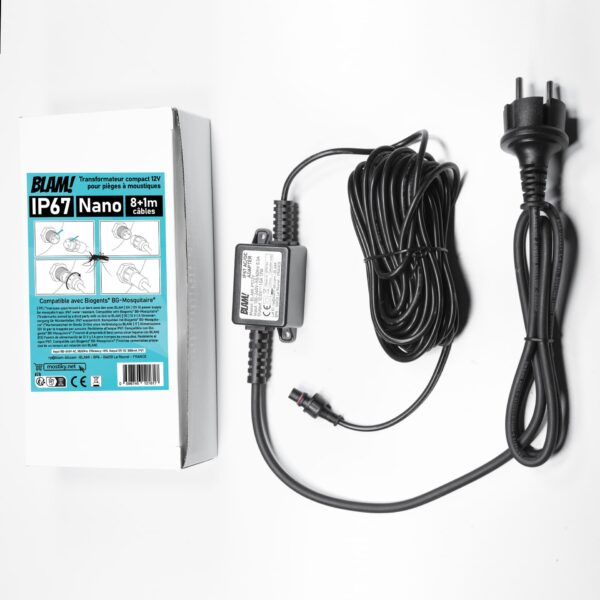 Trasformatore di alimentazione BLAM 12V compatibile con Biogents(*) BG-Mosquitaire(*) – Trappola per zanzare, IP67, cavo da 9 m, spina UE