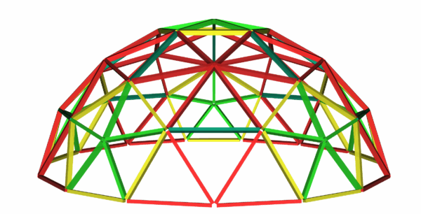 DOMESTAR 3V 3/8 KRUSCHKE INOX: Set mit 46 Metall-Montageverbindern EDELSTAHL A2 für geodätische Domfrequenz 3 Grundplatte