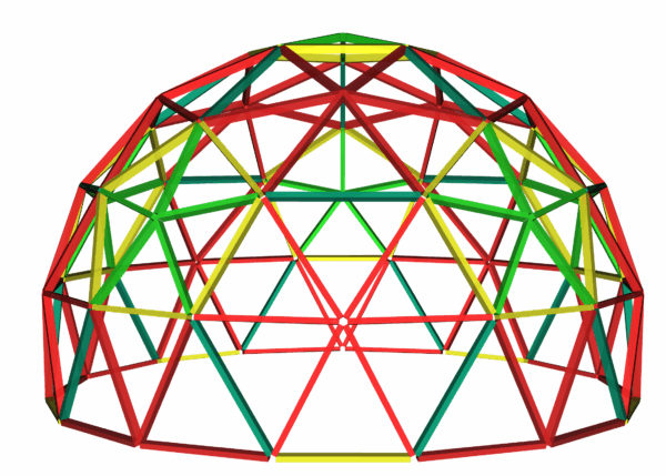 DOMESTAR 3V 5/8 KRUSCHKE INOX Geodätische Domverbinder 3V 5/8: Kit mit 61 Metallverbindern EDELSTAHL für Frequenz 3 Flachfuß Dome