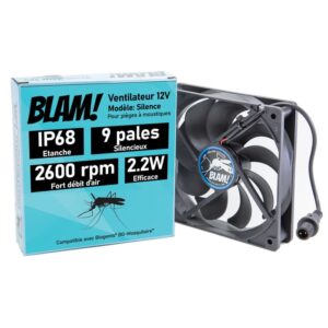 BLAM! Ventilatore 12V IP68 SILENCE Compatibile con la trappola per zanzare Biogents (*) BG-Mosquitaire (*). Impermeabile. Basso consumo energetico 2.2W BRUSHLESS 9 lame