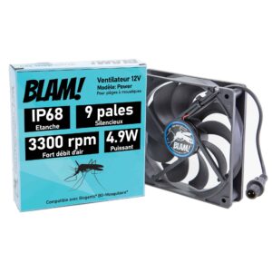 BLAM! Ventilatore 12V IP68 POWER Compatibile con trappola per zanzare Biogents (*) BG-Mosquitaire (*). Impermeabile. Bassa potenza 4.9W BRUSHLESS 9 lame